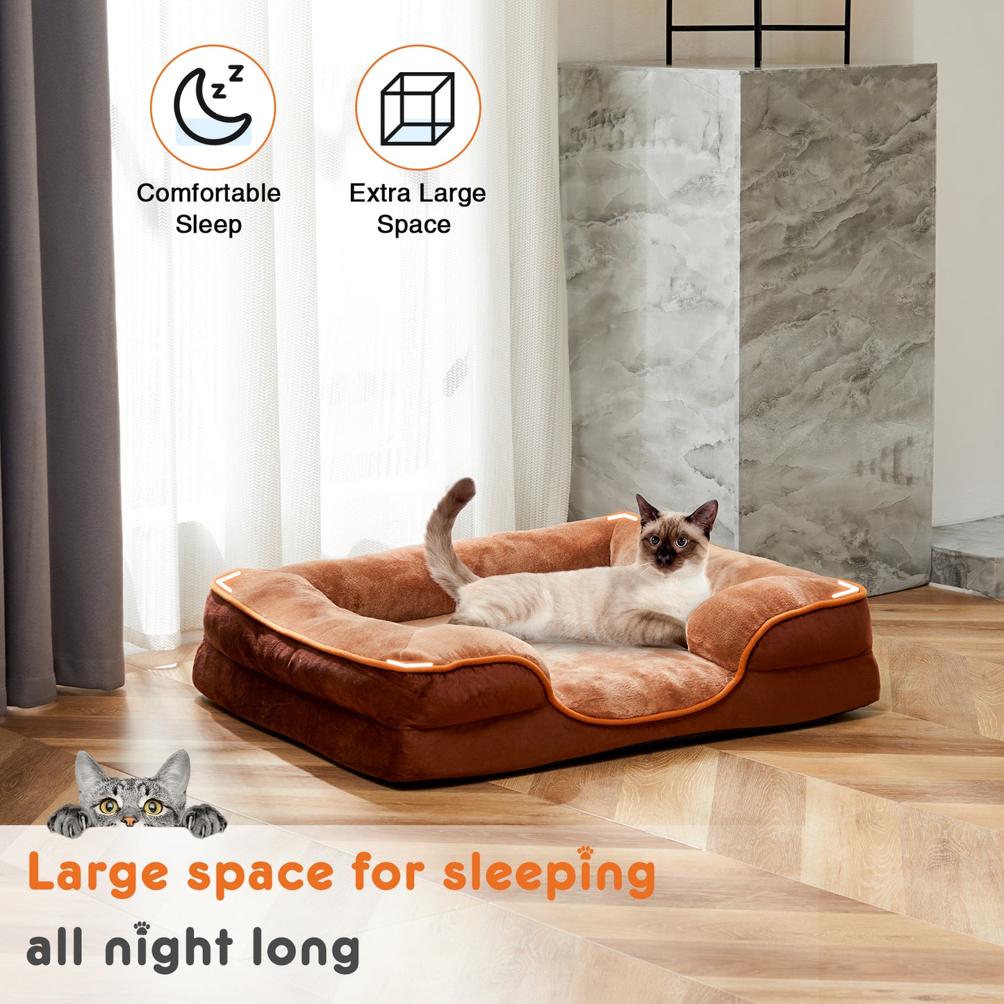 Memory Foam Dog Bed with Washable Cover & Waterproof Liner
