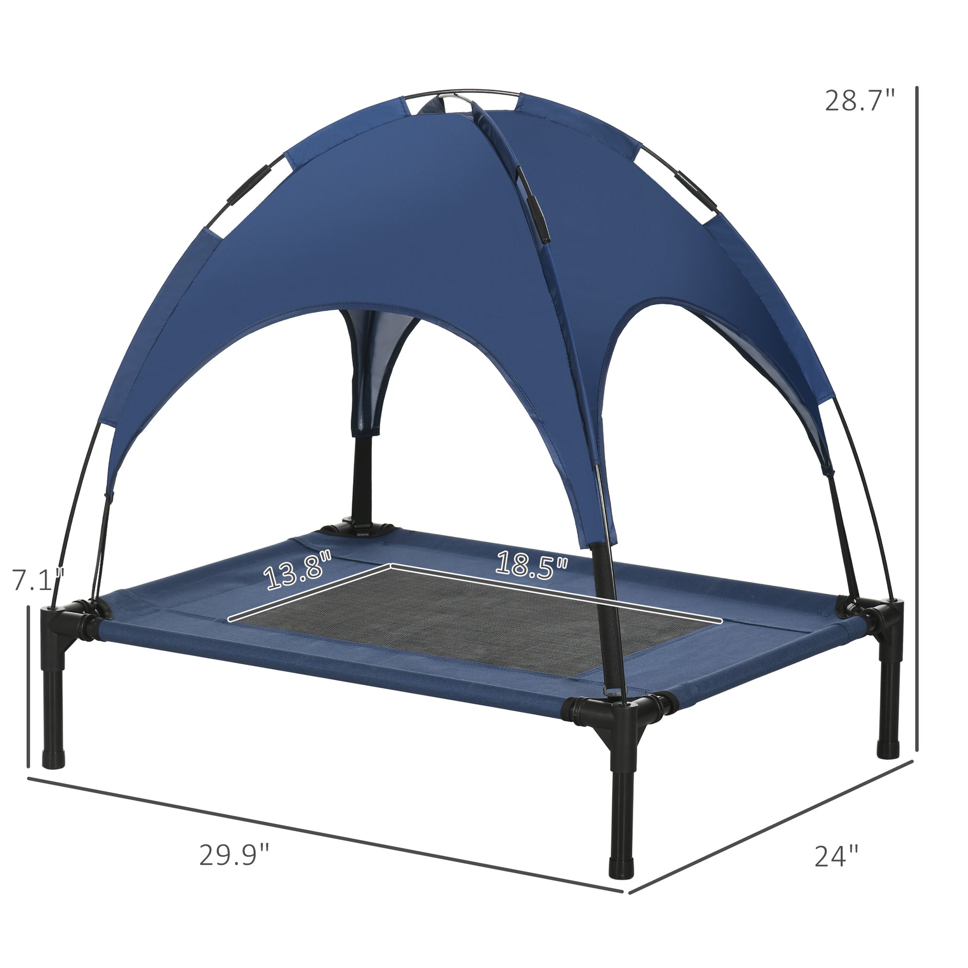 Elevated Dog Cot with UV Shade Canopy, 30"