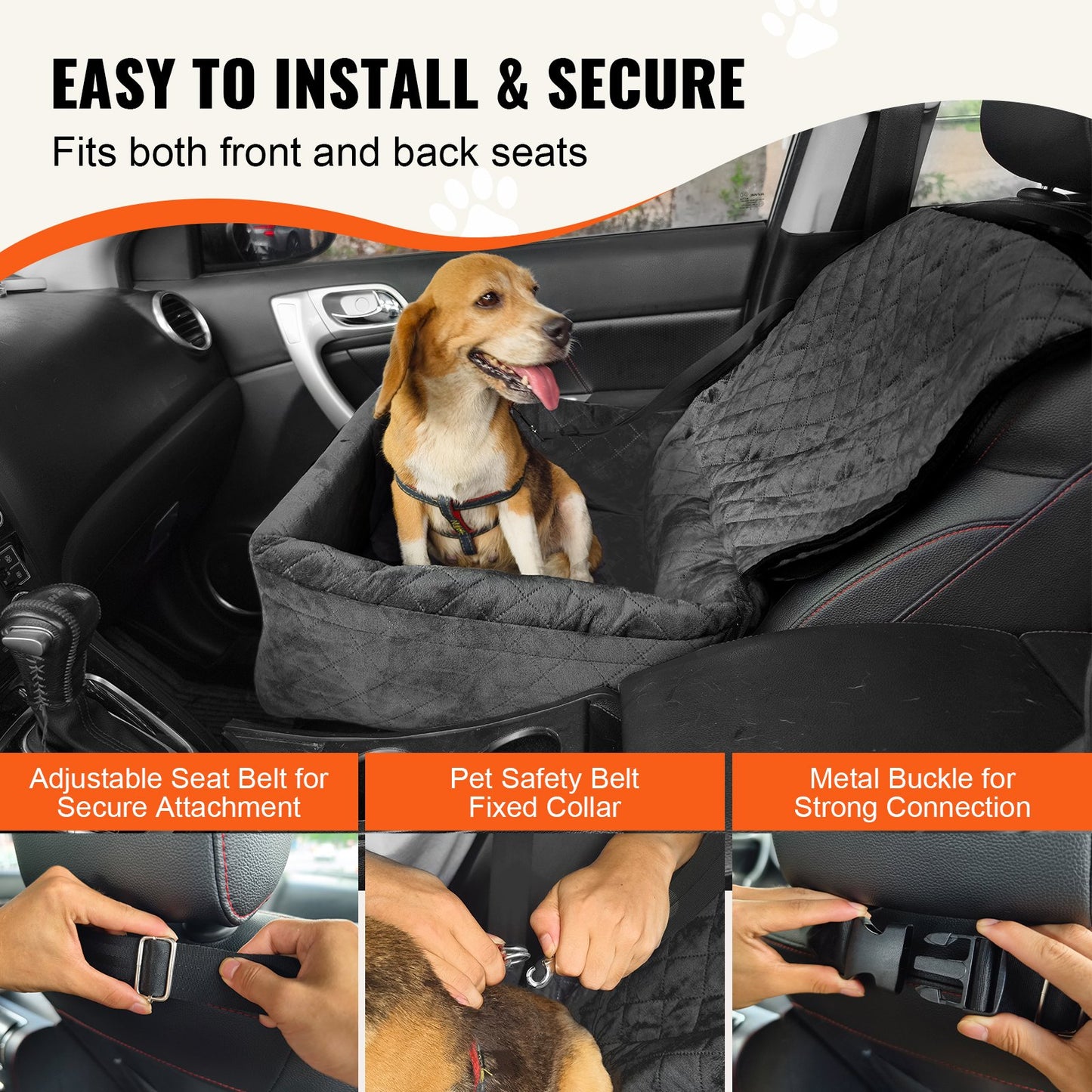 Dog Booster Car Seat for Small & Medium Dogs, up to 40 lbs
