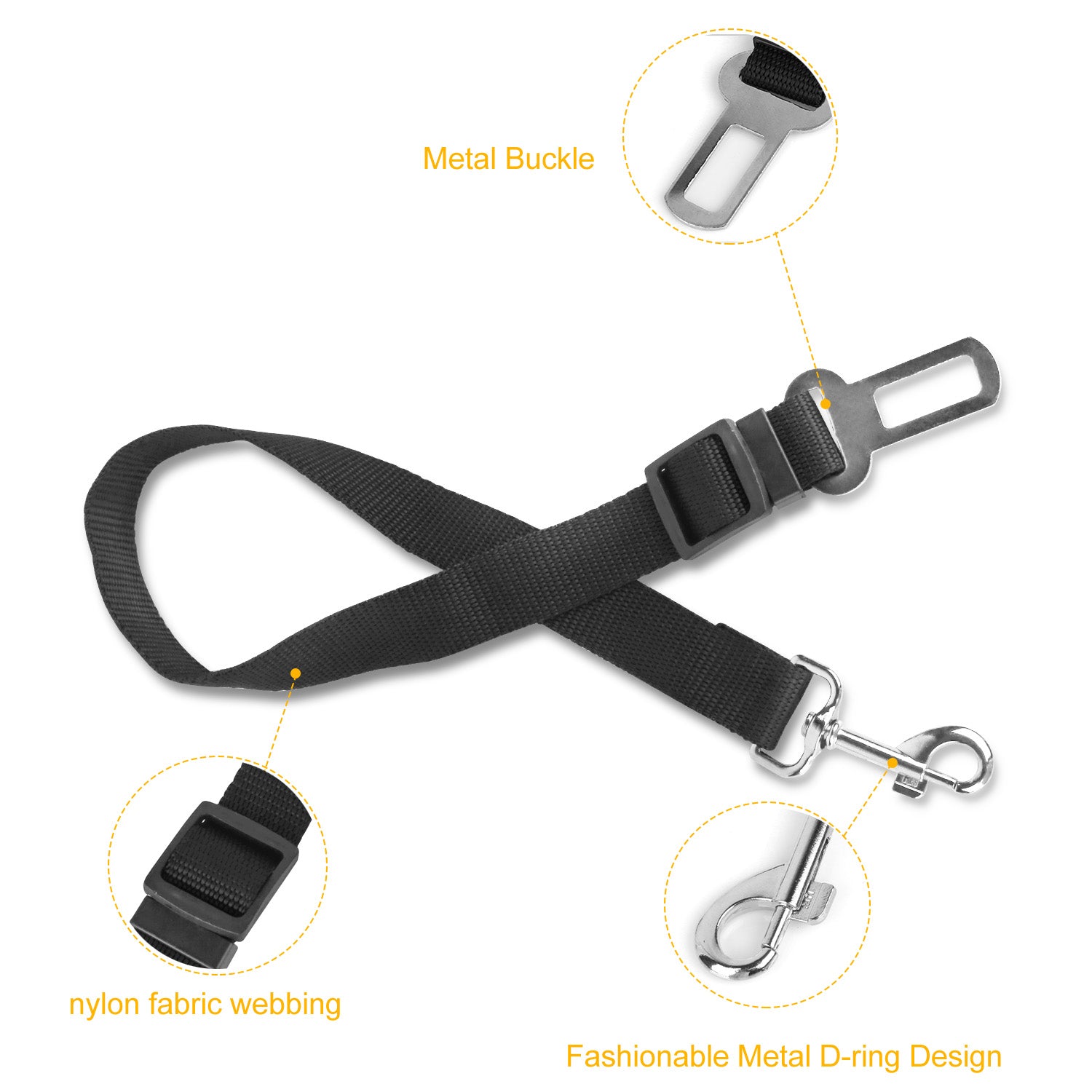 Dog Car Safety Belt, Adjustable, 2-Pack