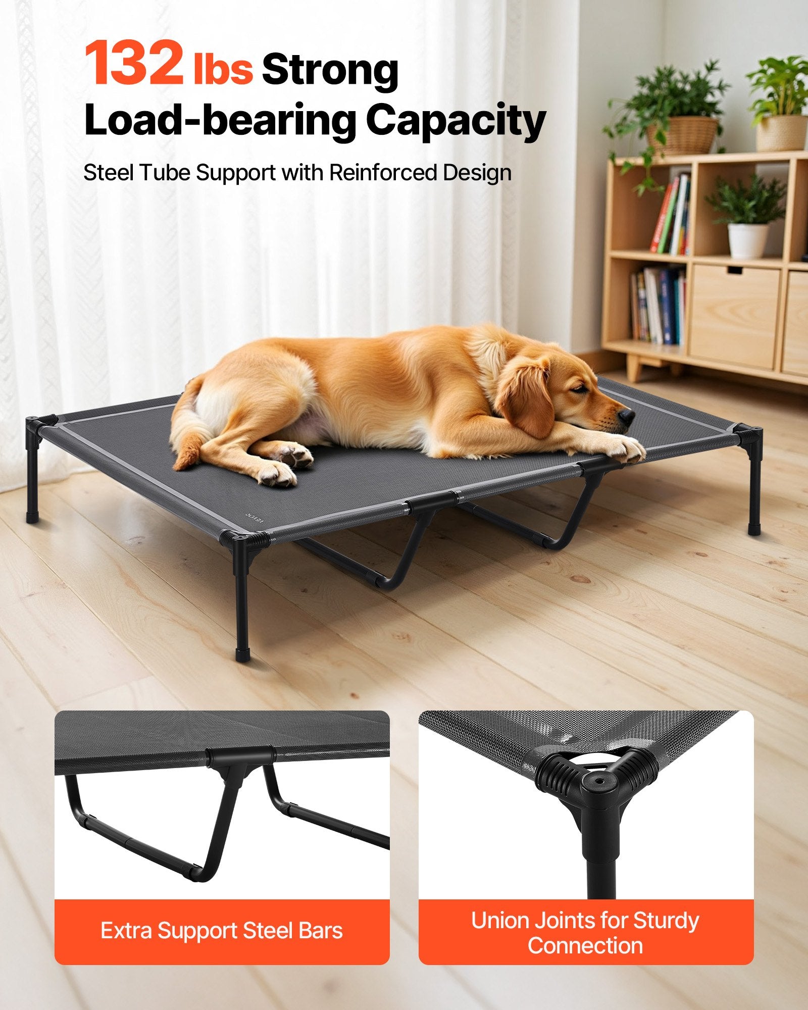 Elevated Dog Cot with Steel Frame, XL