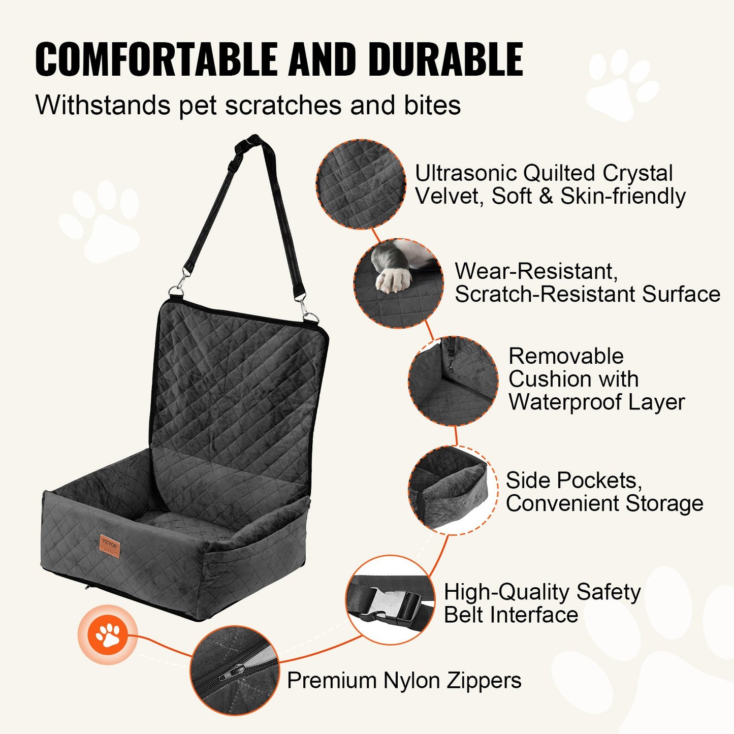 Dog Booster Car Seat for Small & Medium Dogs, up to 40 lbs