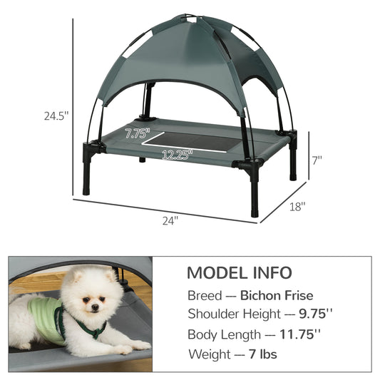 Elevated Dog Cot with Removable Canopy, 24"