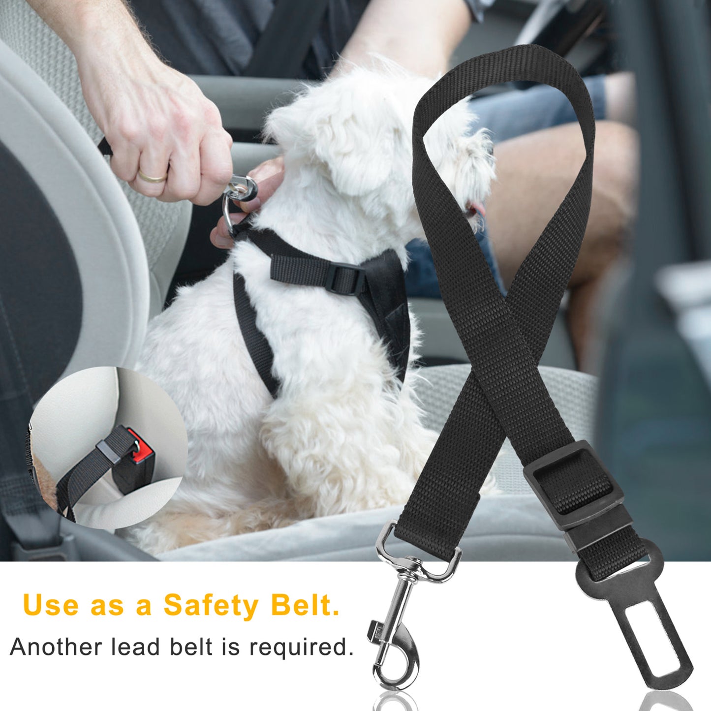Dog Car Safety Belt, Adjustable, 2-Pack
