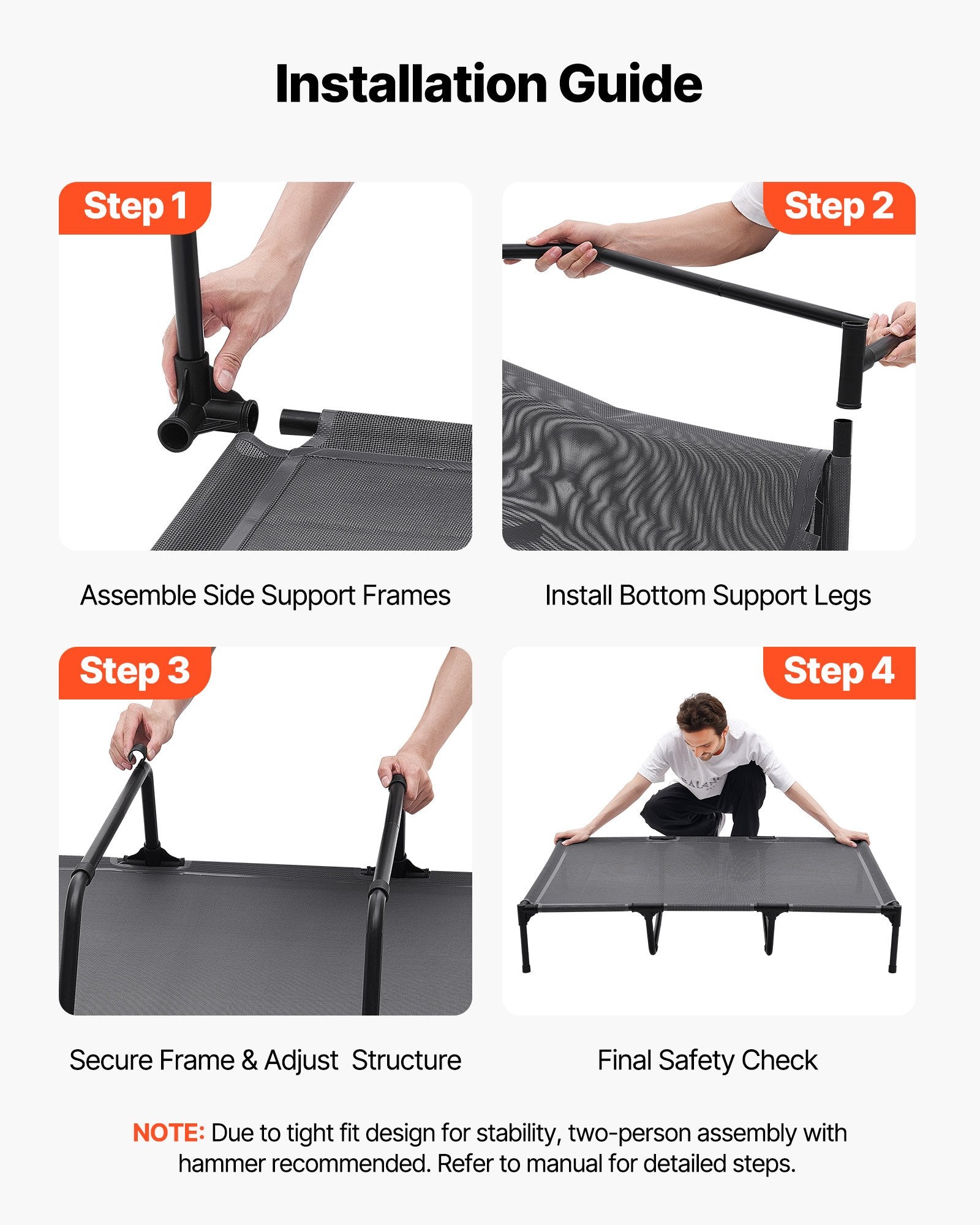 Elevated Dog Cot with Steel Frame, XL